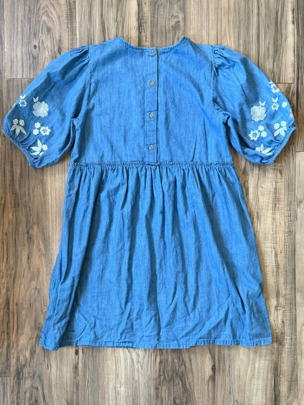 Wonder Nation Denim Dress with Embroidered Sleeves Girls' Size L